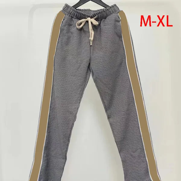 21SS Fashion Casual Mens Pants Trendy and Versatile Black Sweatpants with Letter Stripes Loose Drop Straight Trousers