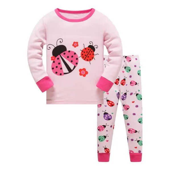 Baby Girl Spring Autumn Clothing Pyjamas Owl Flowers Print Cute Infantil Kids Sleepwear Clothes Set Cotton Children Pijamas 210529