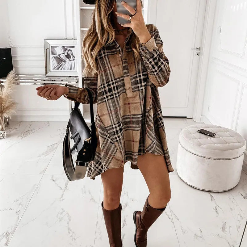 Summer Women Shirt Dress Plaid Oversize Ladies Short Dresses Irregular Long-sleeve Check Button Loose Casual Female Vestido 210518