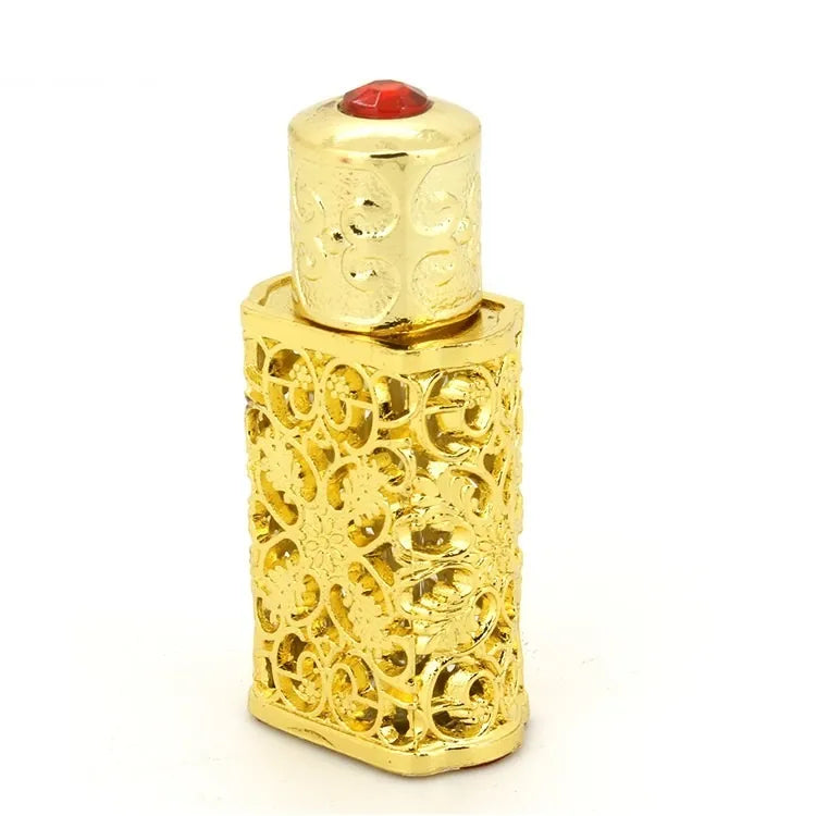 3ml Arabic Alloy Perfume Bottle Arab Attar Glass Essential Oil Bottle Container with Craft Decoration WB3242