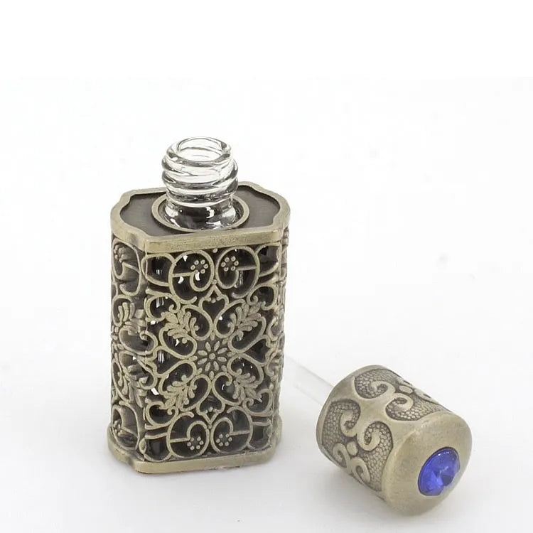 3ml Arabic Alloy Perfume Bottle Arab Attar Glass Essential Oil Bottle Container with Craft Decoration WB3242