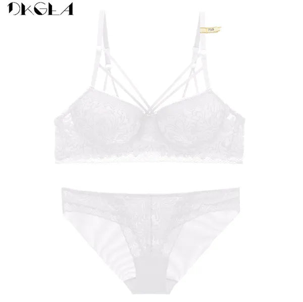 Brand Lace Brassiere Bandage Fashion Sexy Bra Set Women Lingerie Green Embroidery Bras Push Up Thick Cotton Underwear Set Black 220513