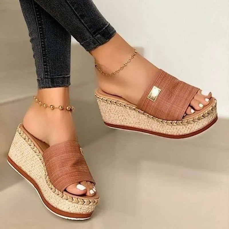 Womens High Heels Sandal Thick Bottom Casual Shoes Ladies Leisure Summer Wedges Sandals Woman Shoes Women Platform Mules Slipper 220406