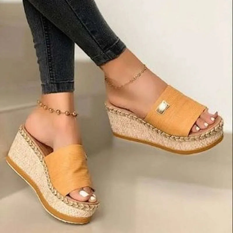 Womens High Heels Sandal Thick Bottom Casual Shoes Ladies Leisure Summer Wedges Sandals Woman Shoes Women Platform Mules Slipper 220406