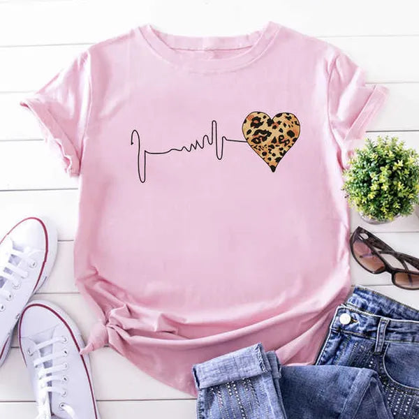 2024 Designer Womens T-shirt Plus Size S-3xl Short Sleeve Tops Tshirt Leopard Lips Print Crew Neck Tee Shirts Crop Top Summer Clothes Female Casual Streetwear T Shirt