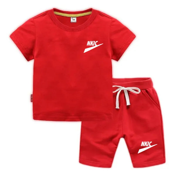 2pcs New Kids Clothing Sets Summer Brand Print Baby Boy Sport Outfits Children Clothes Sets Clothing T-Shirt Shorts Set for Toddler Girls