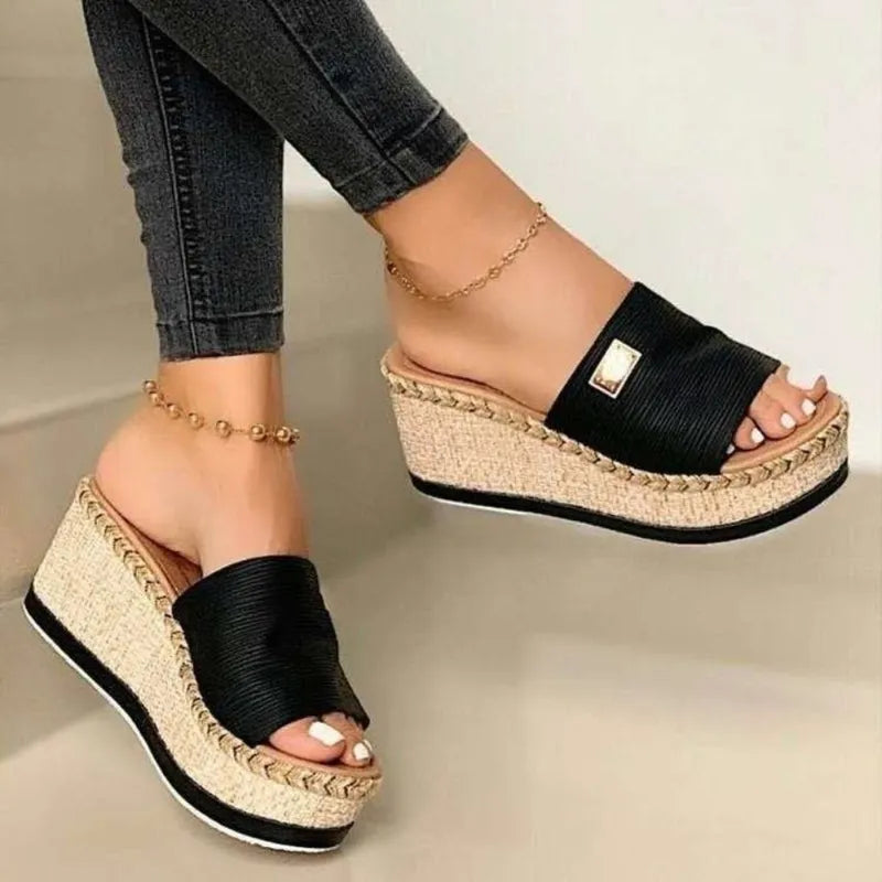 Womens High Heels Sandal Thick Bottom Casual Shoes Ladies Leisure Summer Wedges Sandals Woman Shoes Women Platform Mules Slipper 220406