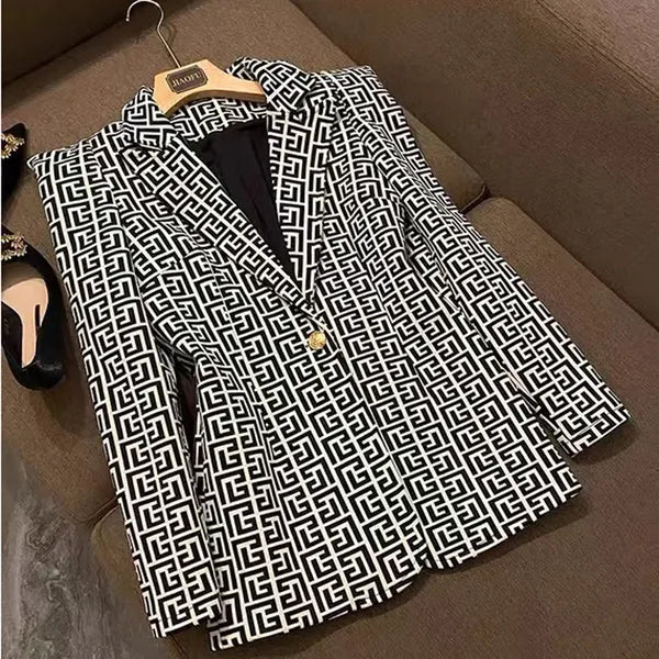 B820 Womens Suits Blazers Tide Brand High-Quality Retro Fashion designer Gray Series Suit Jacket Lion Double-Breasted Slim Plus Size Women's Clothing