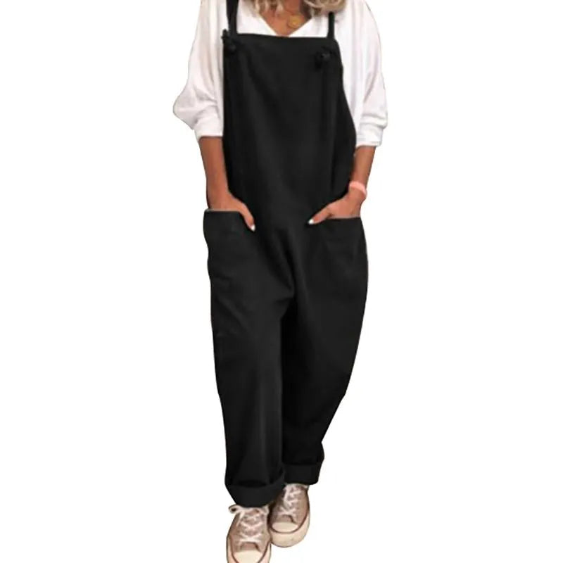 Women's Jumpsuits & Rompers Womens Jumper Overalls Cami Loose Romper Oversize Ladies Dungarees Jumpsuit Pockets Tank Pants Plus Size S-5XLWo