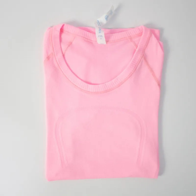 Women Yoga T-Shirts Women's High-Elastic Breathable Running Top Quick Drying Seamless Short Sleeve Sport-Cycling Gym Wear