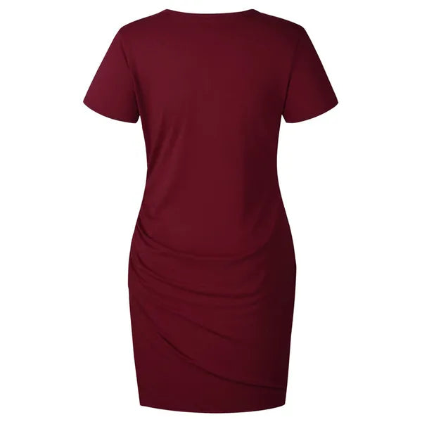 Crew Neck Dress Short Sleeves Irregular slim bodycon dresses Sexy Women Hip wrap Skirt summer clothes