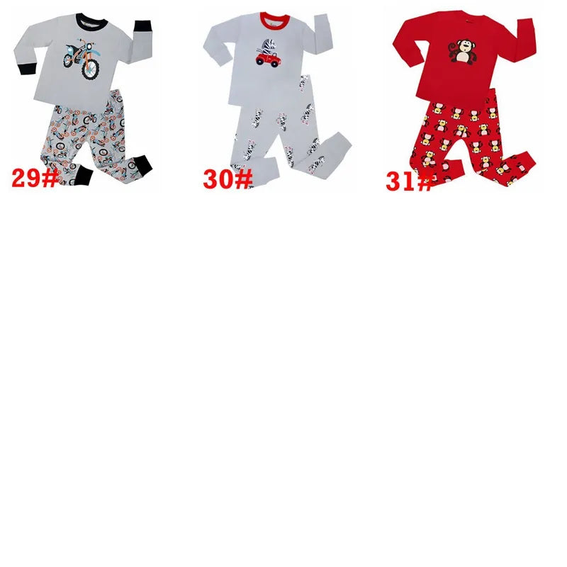 100 Cotton Boys Animal worm Pajamas Sets Kids Pyjamas for 2-8Years Children Car Printing Pijamas Motor Sleepwear Boys Clothes 31style dhl