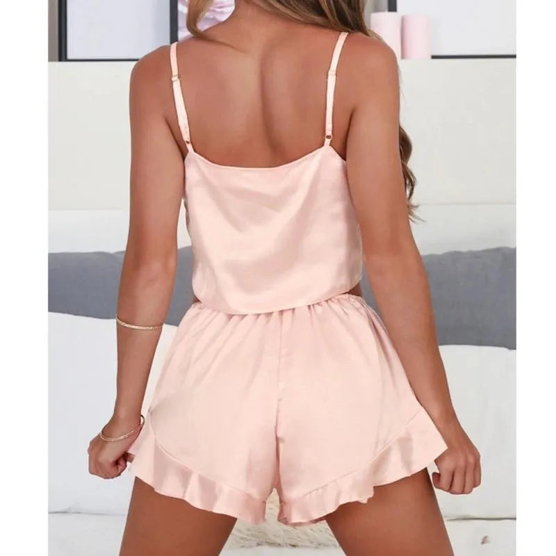 Women Pajama Sets Sleeveless Strap Nightwear Sleepwear Set Top Shorts Sexy Lingerie Intimate Ladies Pijama Mujer Women's