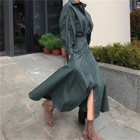 Plus Size Summer Shirt Dress Evening Female Vintage Dress Party Oversize Long Sleeve Beach Women Dresses Robe Vestido Prom 210309