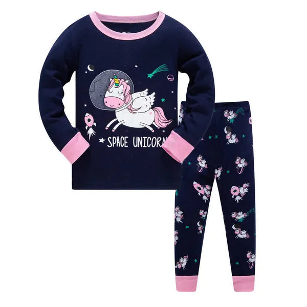 Baby Girl Spring Autumn Clothing Pyjamas Owl Flowers Print Cute Infantil Kids Sleepwear Clothes Set Cotton Children Pijamas 210529