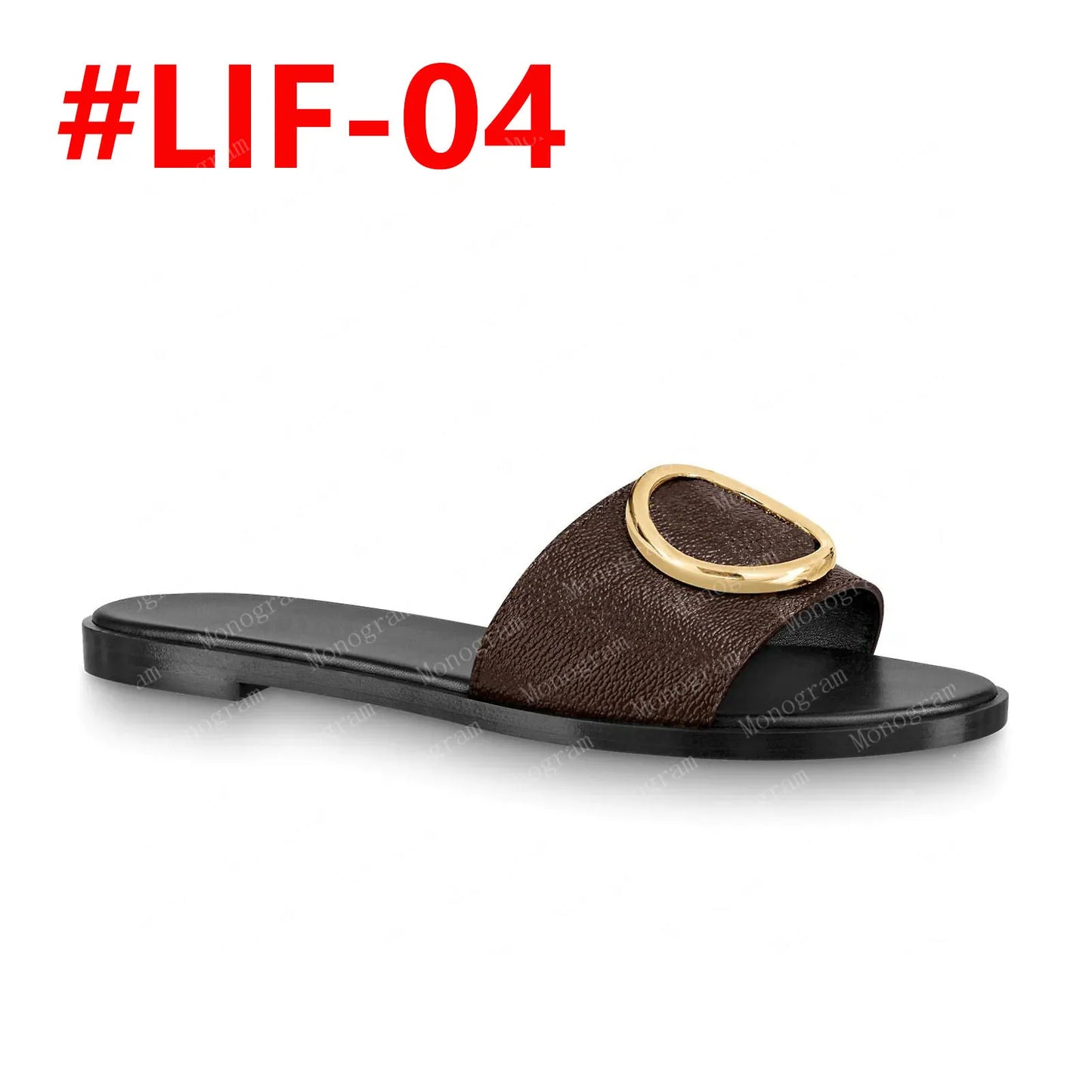 2024 desinger slippers slide thong sandal brown leather letters sandals women slipper men slides waterfront womens 35-41 with box and dust bag #LIF-01