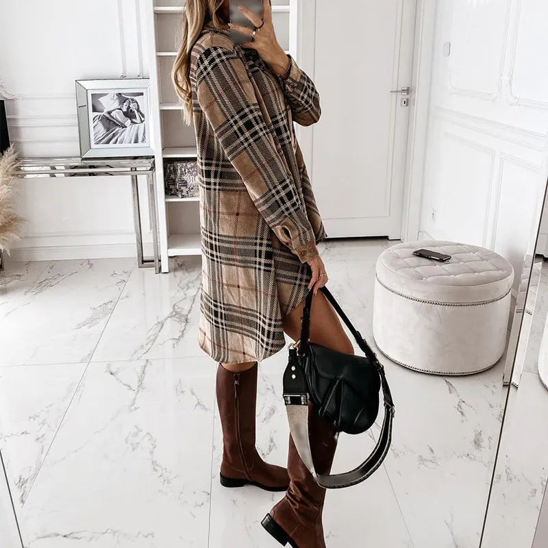 Summer Women Shirt Dress Plaid Oversize Ladies Short Dresses Irregular Long-sleeve Check Button Loose Casual Female Vestido 210518