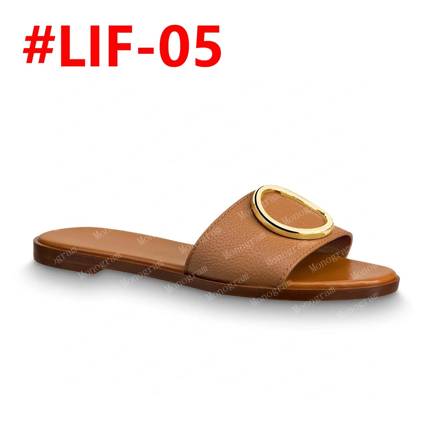 2024 desinger slippers slide thong sandal brown leather letters sandals women slipper men slides waterfront womens 35-41 with box and dust bag #LIF-01