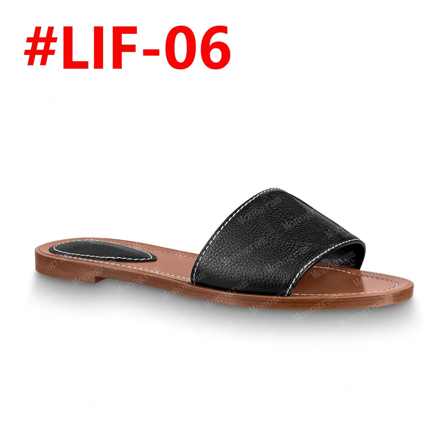 2024 desinger slippers slide thong sandal brown leather letters sandals women slipper men slides waterfront womens 35-41 with box and dust bag #LIF-01