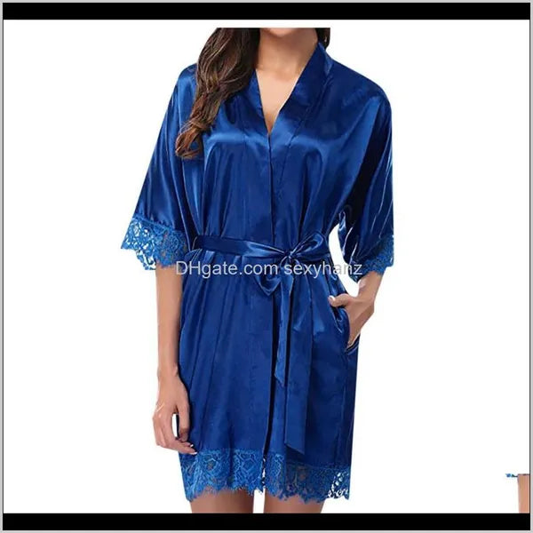 Womens Lady Lace Sleepwear Satin Nightwear Lingerie Suit Sexy Woman In Pajamas Seduction Pijama Gm 4Iw6S 8Kw3N