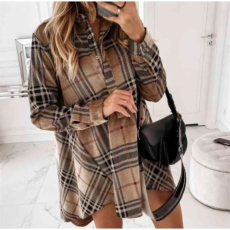 Summer Women Shirt Dress Plaid Oversize Ladies Short Dresses Irregular Long-sleeve Check Button Loose Casual Female Vestido 210518