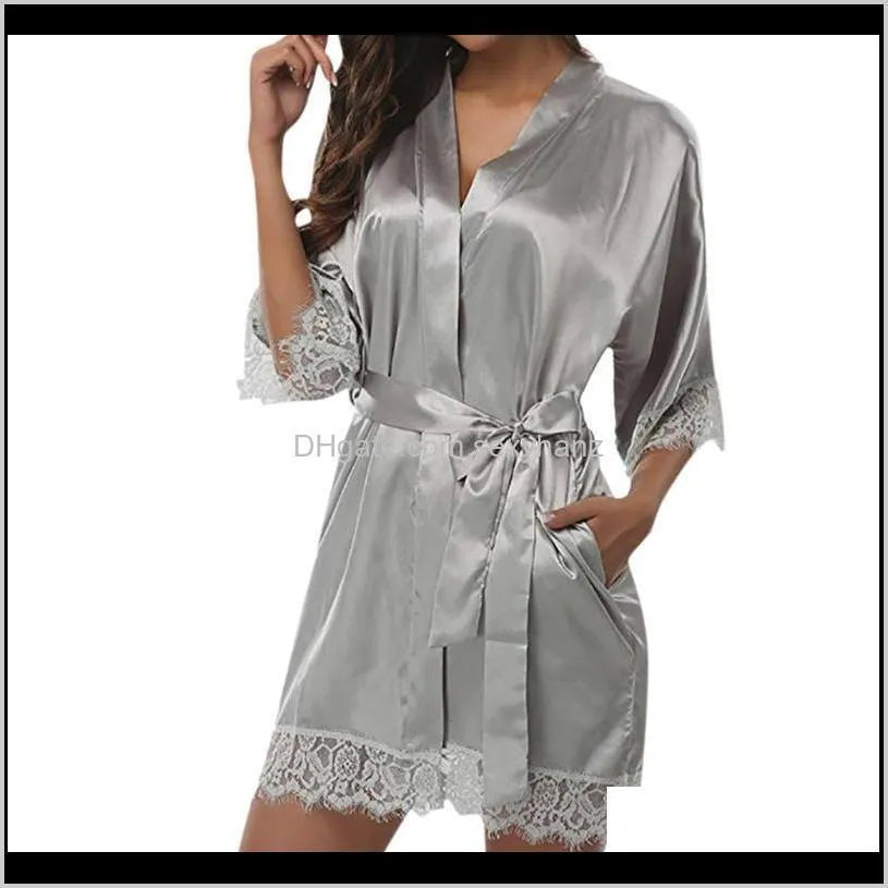 Womens Lady Lace Sleepwear Satin Nightwear Lingerie Suit Sexy Woman In Pajamas Seduction Pijama Gm 4Iw6S 8Kw3N