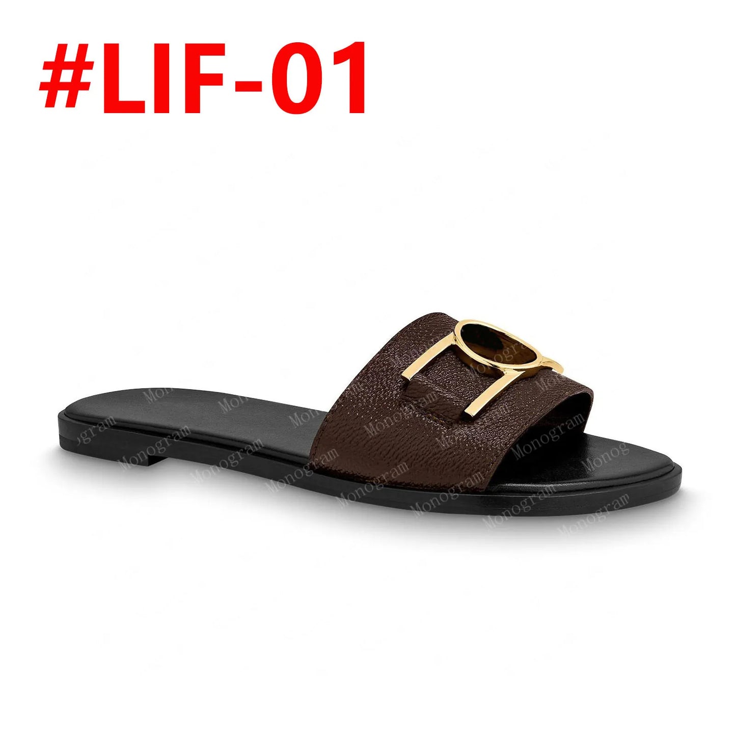 2024 desinger slippers slide thong sandal brown leather letters sandals women slipper men slides waterfront womens 35-41 with box and dust bag #LIF-01