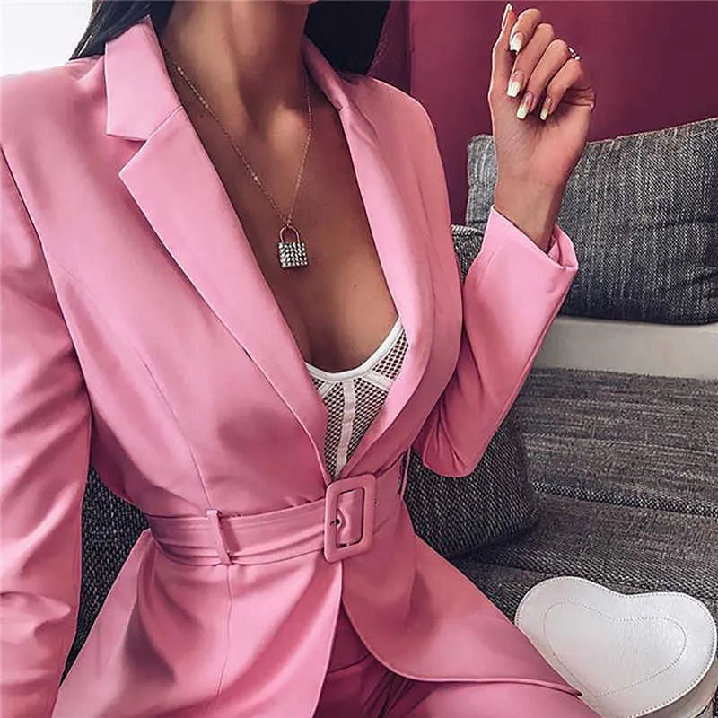 2020 Autumn Winter Women Blazer/shorts Set 2 Piece Set Office Suit Plus Size Outfits Jacket Casual Wide Leg Co Ord Set Pants Y0625