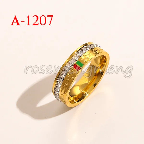 Designer Branded Letter Band Rings Women 18K Gold Plated Silver Plated Crystal Stainless Steel Love Wedding Jewelry Supplies Ring Fine Carving Finger Ring 3 Style