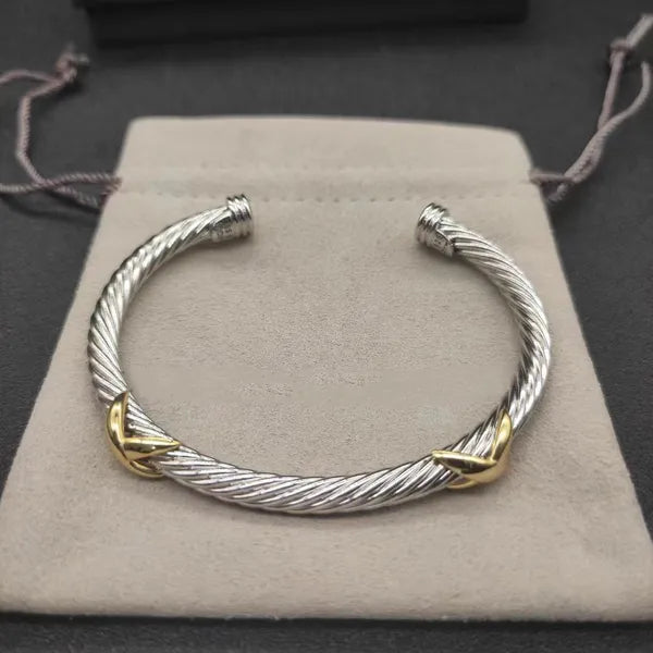 DY bracelet designer cable bracelets fashion jewelry for women men gold silver Pearl head cross bangle Bracelet open cuff dy jewelry man party christmas gift