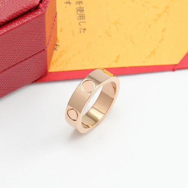 3mm 4mm 5mm 6mm titanium steel silver love ring men and women rose gold jewelry for lovers couple rings gift With drill wite box