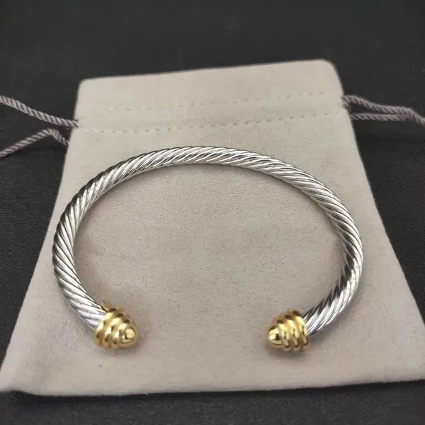 DY bracelet designer cable bracelets fashion jewelry for women men gold silver Pearl head cross bangle Bracelet open cuff dy jewelry man party christmas gift