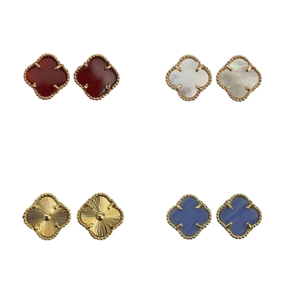 Designer earrings Four-leaf clover earrings for women senior classic small fragrant wind earrings new clover earrings 18k gold Plated Agate for Women