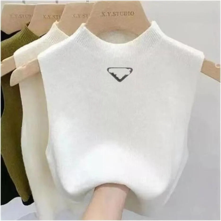 2023 NEW Summer short designer clothe woman vest womens knit shirt sexy top base shirt light thin Letter embroidery for womans vest top waistcoat jumper woman luxury