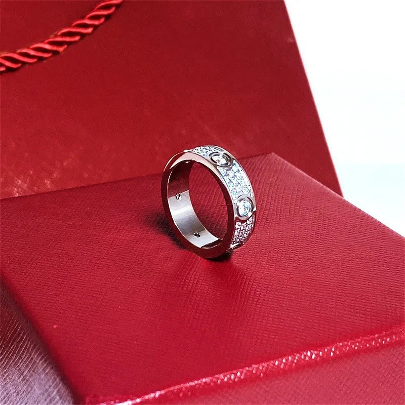 3mm 4mm 5mm 6mm titanium steel silver love ring men and women rose gold jewelry for lovers couple rings gift With drill wite box