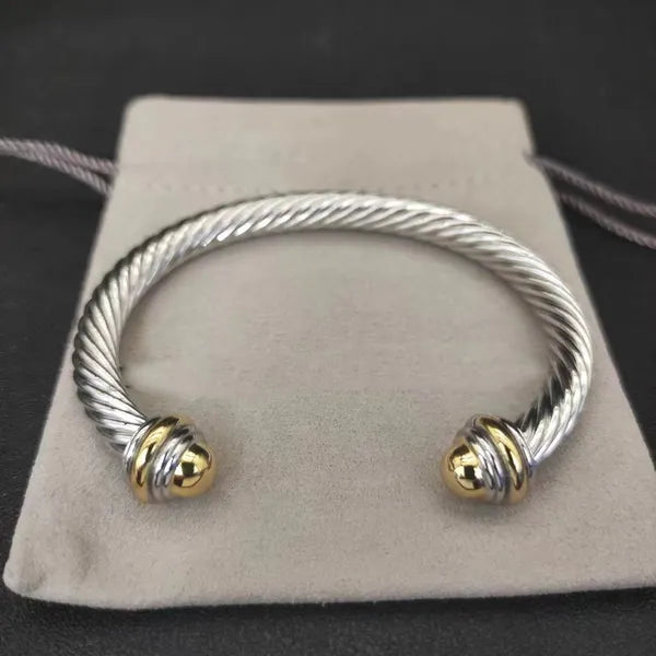 DY bracelet designer cable bracelets fashion jewelry for women men gold silver Pearl head cross bangle Bracelet open cuff dy jewelry man party christmas gift