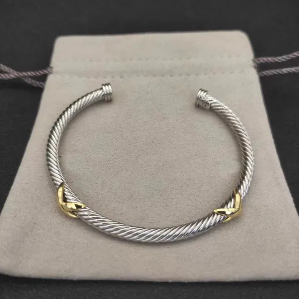 DY bracelet designer cable bracelets fashion jewelry for women men gold silver Pearl head cross bangle Bracelet open cuff dy jewelry man party christmas gift