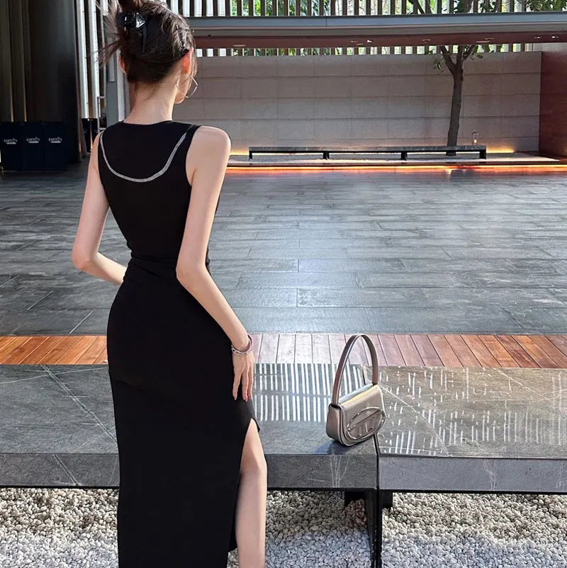 Women Casual Dresses O Neck Sexy Sleeveless New Luxury Clothing Female Bodycon Dress Party Beach Wear