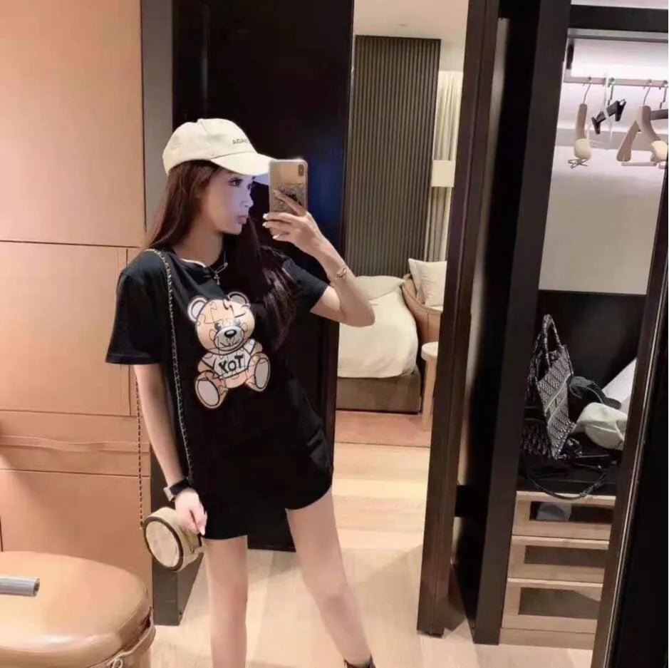 Sunmmer Womens Mens Designers T Shirts Tshirts Fashion Letter teddy bear Printing Short Sleeve Lady Tees Luxurys Casual Clothes Tops T-shirts Clothing