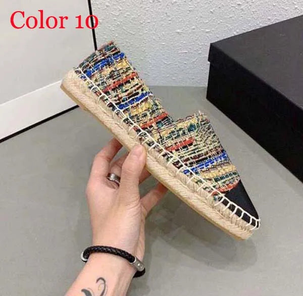 30 color Luxury Casual Women Shoes Espadrilles Summer Designers ladies flat Beach Half Slippers fashion woman Loafers Fisherman canvas Shoe with box size 35-41 1