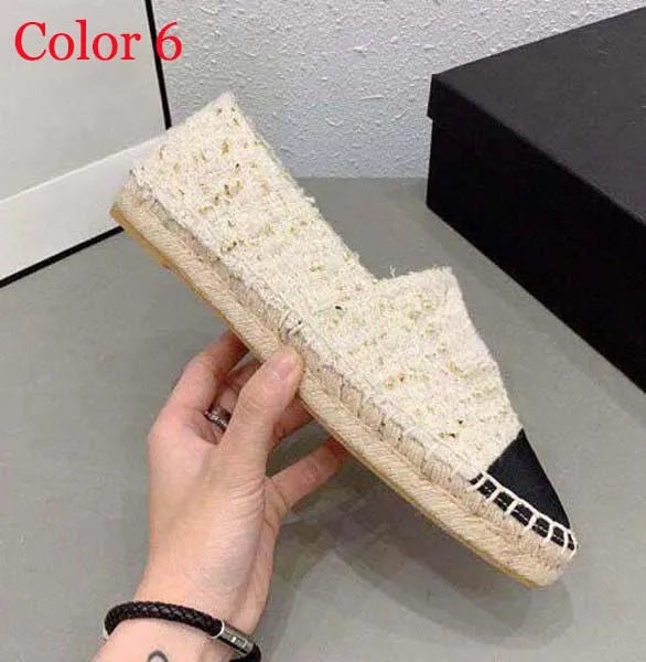 30 color Luxury Casual Women Shoes Espadrilles Summer Designers ladies flat Beach Half Slippers fashion woman Loafers Fisherman canvas Shoe with box size 35-41 1