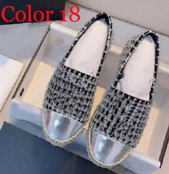 30 color Luxury Casual Women Shoes Espadrilles Summer Designers ladies flat Beach Half Slippers fashion woman Loafers Fisherman canvas Shoe with box size 35-41 1