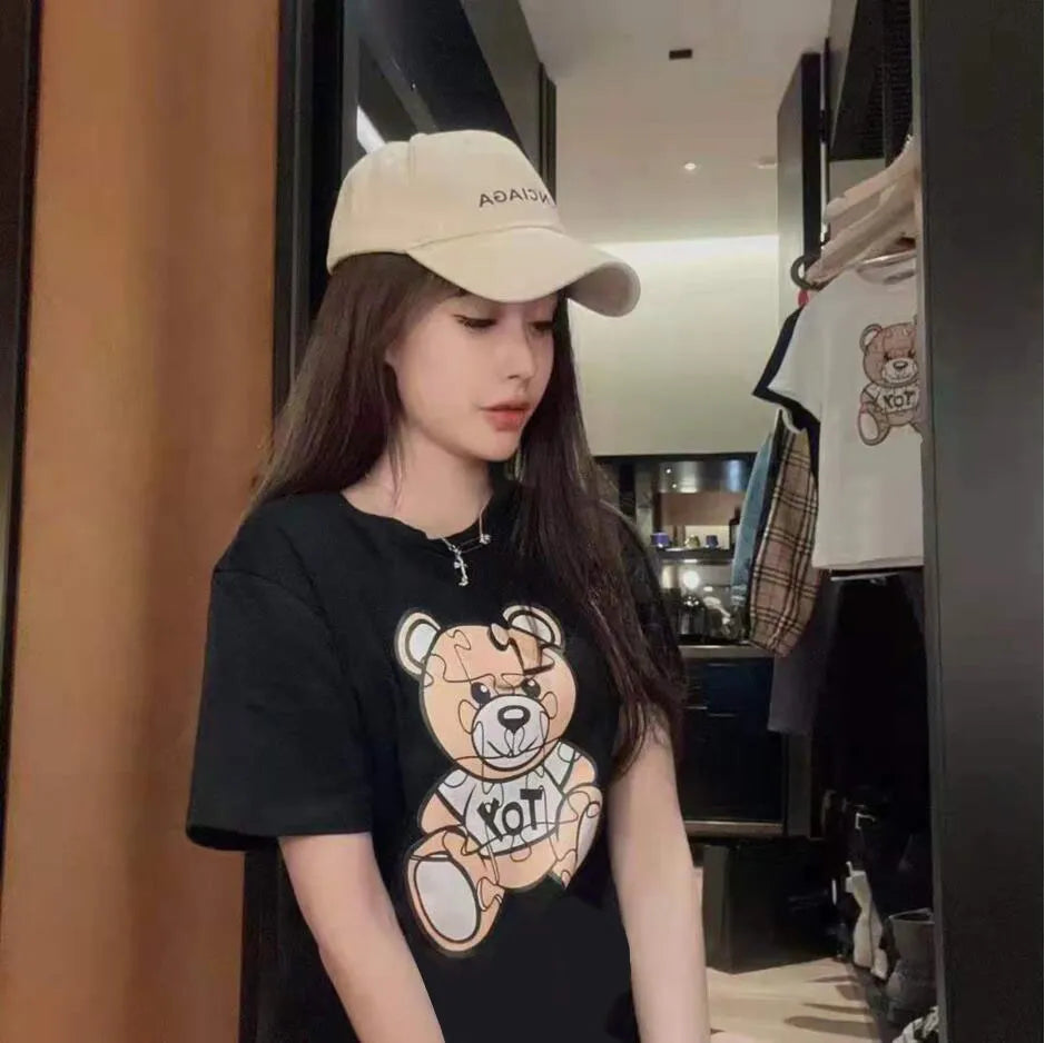 Sunmmer Womens Mens Designers T Shirts Tshirts Fashion Letter teddy bear Printing Short Sleeve Lady Tees Luxurys Casual Clothes Tops T-shirts Clothing