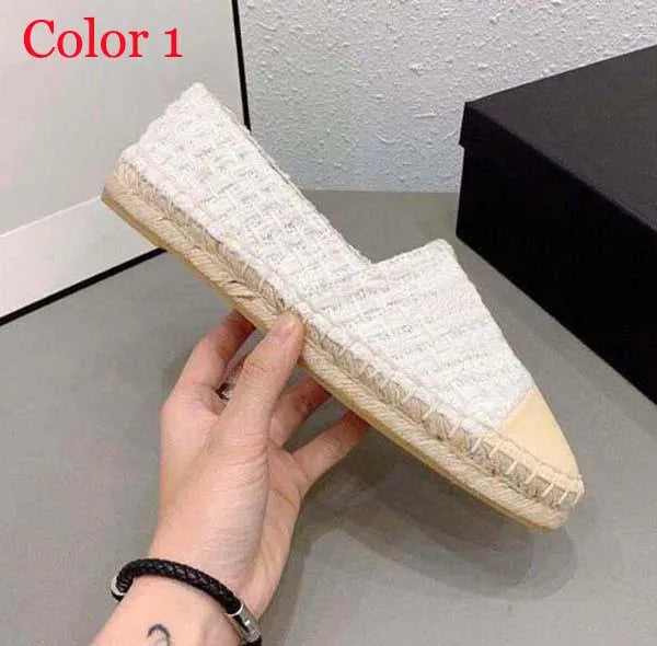 30 color Luxury Casual Women Shoes Espadrilles Summer Designers ladies flat Beach Half Slippers fashion woman Loafers Fisherman canvas Shoe with box size 35-41 1