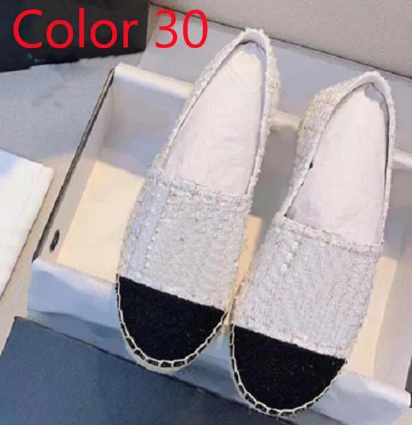 30 color Luxury Casual Women Shoes Espadrilles Summer Designers ladies flat Beach Half Slippers fashion woman Loafers Fisherman canvas Shoe with box size 35-41 1