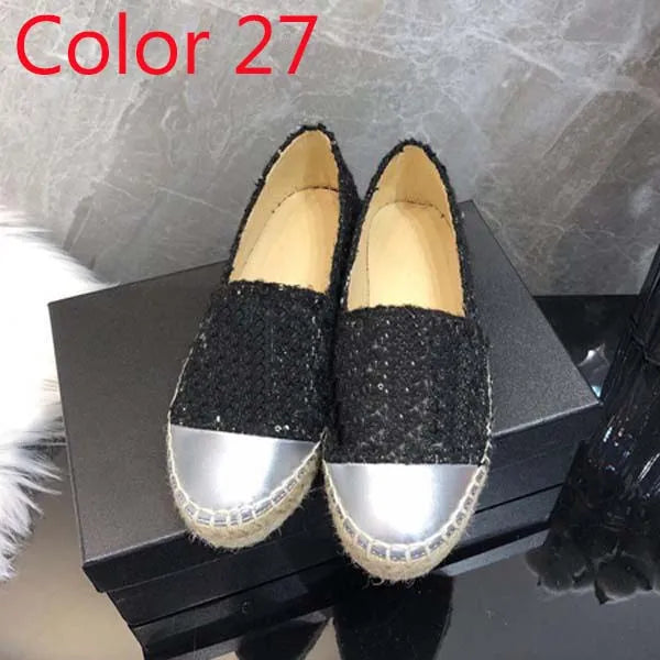 30 color Luxury Casual Women Shoes Espadrilles Summer Designers ladies flat Beach Half Slippers fashion woman Loafers Fisherman canvas Shoe with box size 35-41 1